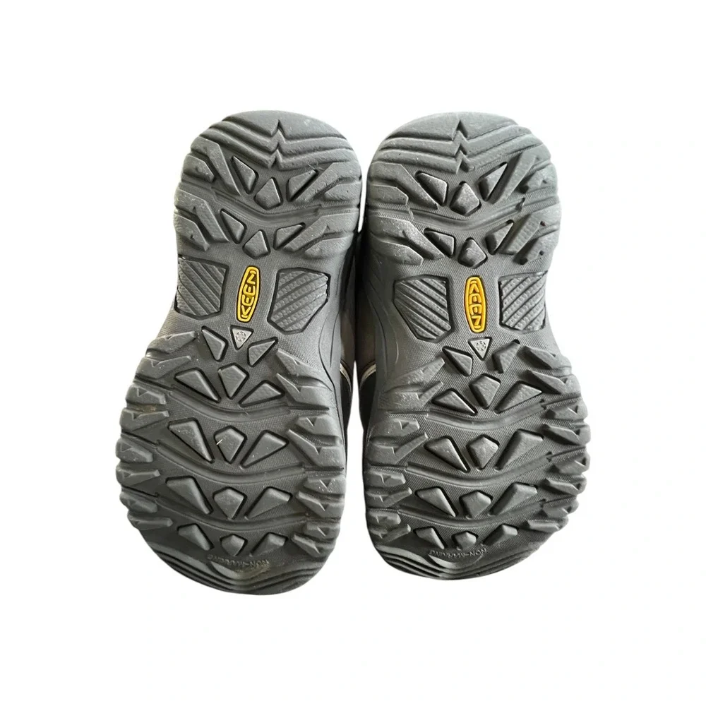 KEEN Kids Hoodoo Waterproof Winter Boots Gray Leather Insulated Hook Loop - Sz 8